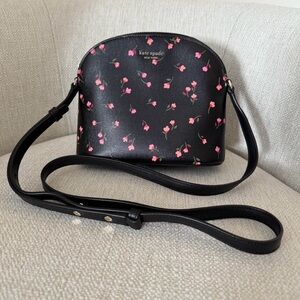 Kate Spade Black Crossbody Bag with Pink Floral Design